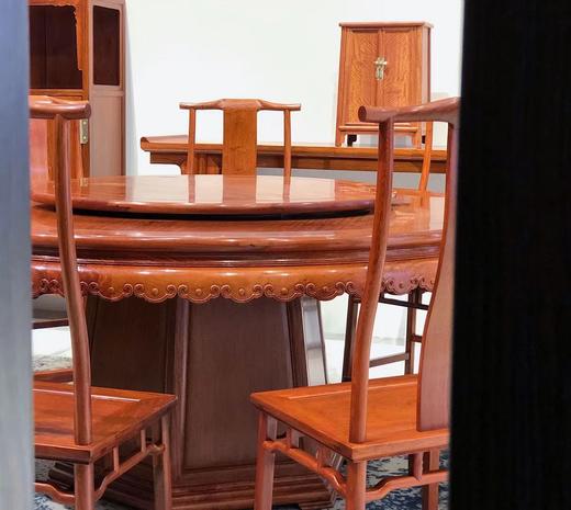 红桥红  家具严选  缅甸花梨（大果紫檀）  【餐厅系列·178雕花牙边圆餐桌十二件套】 商品图4