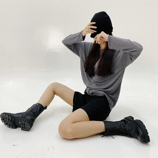 社群专属秒杀 | THESOWING 新款真皮厚底中筒马丁靴女鞋（码数正，脚瘦选小一码）[福利品] 商品图4