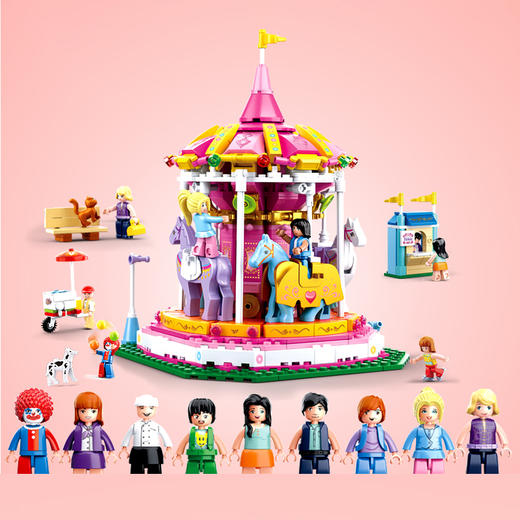 快乐小鲁班旋转木马B0725积木益智拼装儿童玩具新年礼物男女孩桌游 商品图1