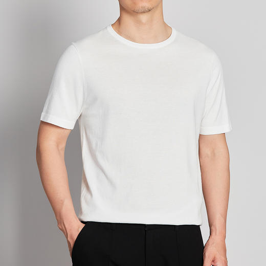 墨麦客男装2020春夏季新款圆领针织短袖T恤男士修身打底体恤衫男 商品图1