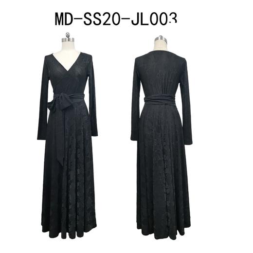 长袖印花连衣裙春秋款黑色 商品图0