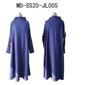 纯棉立领宽松连衣裙紫色