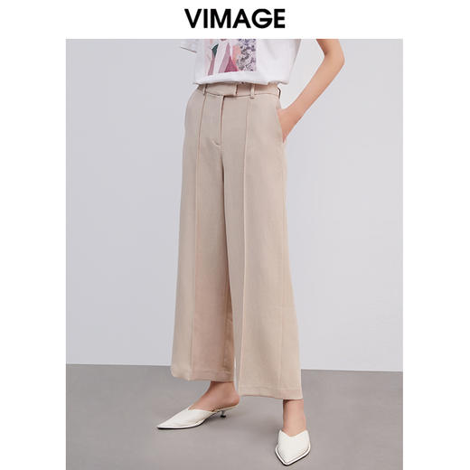 VIMAGE纬漫纪女装春夏款西装休闲裤女宽松裤薄款直筒裤子V1505106D 商品图1