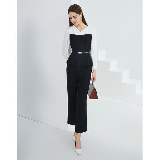 EITIE爱特爱女装春季新款气质干练通勤大气收腰显瘦连体裤A2107703 商品图1