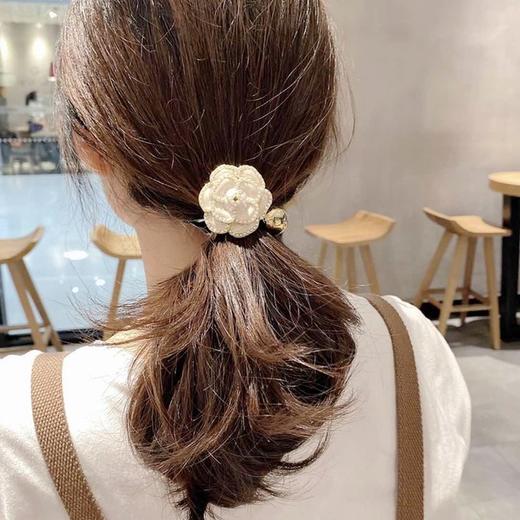 【经典小香风大山茶花珍珠发圈】发绳马尾半头皮筋头绳韩版新款发饰女 商品图3