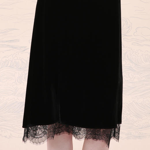 【伯妮斯茵】温柔丝绒漆黑色蕾丝半裙--求索--浪漫觉醒《离骚》1B5283 商品图3