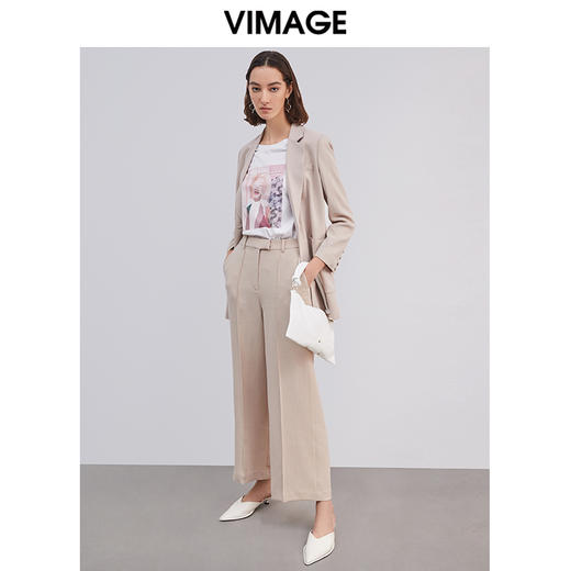 VIMAGE纬漫纪女装春夏款西装休闲裤女宽松裤薄款直筒裤子V1505106D 商品图2