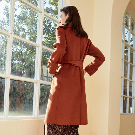 ND92T斯尔丽瑟俪2020年冬季新品翻领时尚修身中长女士毛呢大衣 商品图1