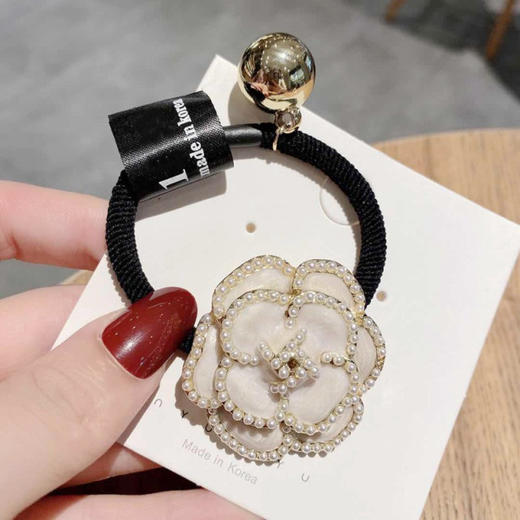 【经典小香风大山茶花珍珠发圈】发绳马尾半头皮筋头绳韩版新款发饰女 商品图7