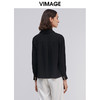 VIMAGE纬漫纪高级纯黑衬衫女休闲百搭翻领长袖衬衣V1509106D 商品缩略图3
