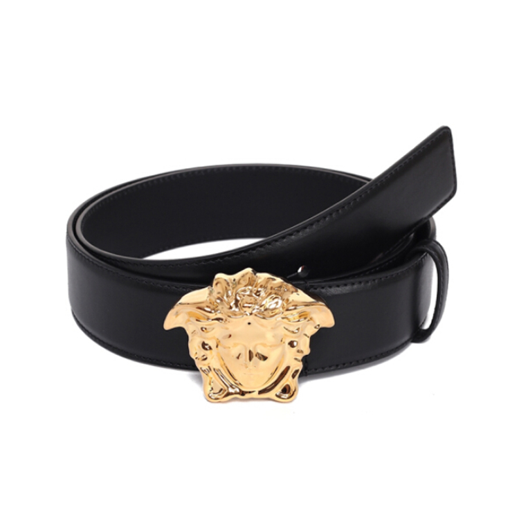 VERSACE 范思哲 男士黑色牛皮美杜莎头像金色板扣皮带腰带 黑色 DCU4140 DVTP1 D41OH