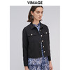 VIMAGE纬漫纪新款时尚百搭纯色翻领短款外套女V1503106D 商品缩略图2