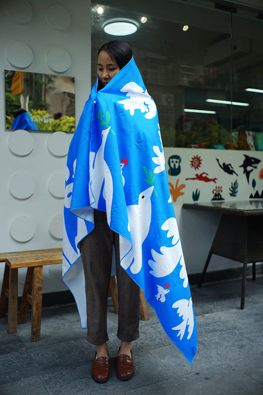 严素多功能超大快干毛巾,爱与和平，好大,斗篷,吸水,快干,浴巾 商品图2