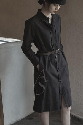 MHL 橄榄绿色/黑色纽扣衬衫裙