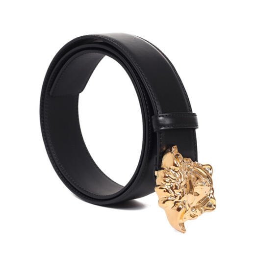 VERSACE 范思哲 男士黑色牛皮美杜莎头像金色板扣皮带腰带 黑色 DCU4140 DVTP1 D41OH 商品图1