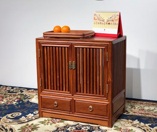 红桥红  家具严选  缅甸花梨（大果紫檀）  【62 带抽屉 梳影小茶水架】 商品图1