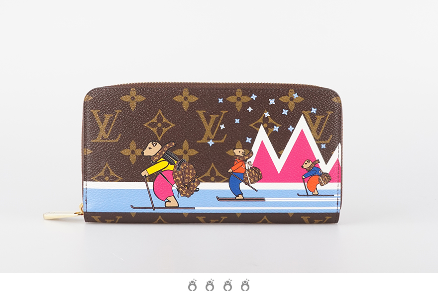 「9.5新」路易威登zippy老花taiga拉链钱包m63379