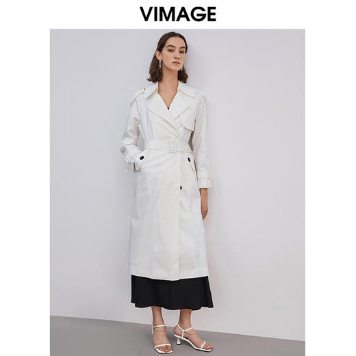 VIMAGE纬漫纪品牌女装春季新款洋气显瘦长款收腰气质风衣外套VA2104103 商品图1