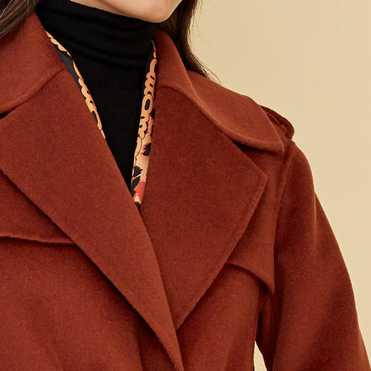 ND92T斯尔丽瑟俪2020年冬季新品翻领时尚修身中长女士毛呢大衣 商品图2