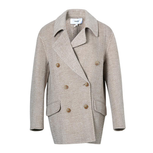 VIMAGE纬漫纪春季新款气质翻领时尚双排扣直筒显瘦羊毛呢外套V1514101 商品图4