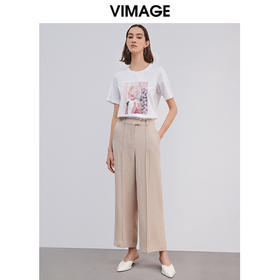 VIMAGE纬漫纪女装春夏款西装休闲裤女宽松裤薄款直筒裤子V1505106D