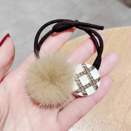 【水钻水貂毛发圈】马尾半头发绳网红头绳皮套东大门同款发饰女发绳 商品图5