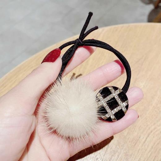 【水钻水貂毛发圈】马尾半头发绳网红头绳皮套东大门同款发饰女发绳 商品图4