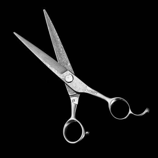 宠物剪【大马士革钢款】 宠缘chonry专业宠物美容剪刀 直剪弯剪牙剪鱼骨剪 商品图1