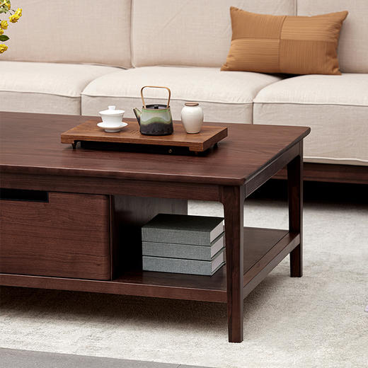 【现代实木风-NJT2202C03茶几】现代实木/现代简约/客厅/北美黑胡桃/实木茶几 商品图2