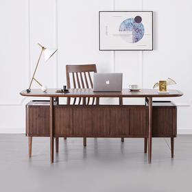 【现代实木风-NJT4101-160C03书桌】现代实木/代简约/书房/北美黑胡桃/实木书桌