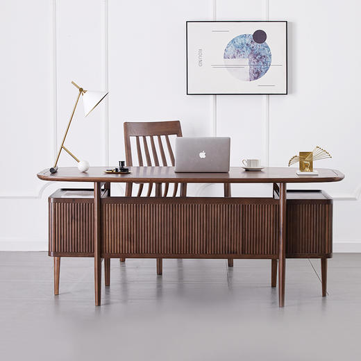 【现代实木风-NJT4101-160C03书桌】现代实木/代简约/书房/北美黑胡桃/实木书桌 商品图0