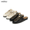 westory新款夏季拖鞋珍珠铆钉包头穆勒鞋平底舒适低跟女鞋W281J50881 商品缩略图4