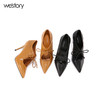 westory 秋季新款女单鞋细跟真皮单鞋高跟鞋系带高跟鞋W273M70251 商品缩略图3