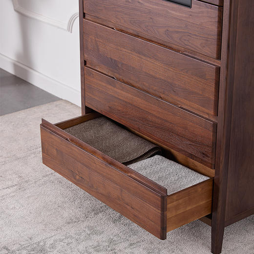 【现代实木风-NJT1501斗柜】现代实木/现代简约/卧室/北美黑胡桃/ 实木五斗柜 商品图1