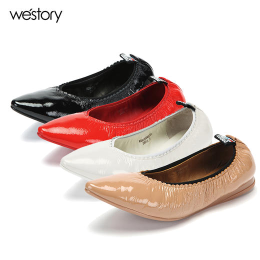 westory豆豆鞋皮面平底浅口单鞋时尚女鞋W281E50681 商品图4