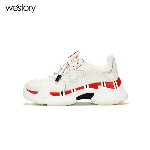 westory2018秋季款小白鞋百女鞋搭厚底老爹鞋休闲鞋W283M70001 商品图2