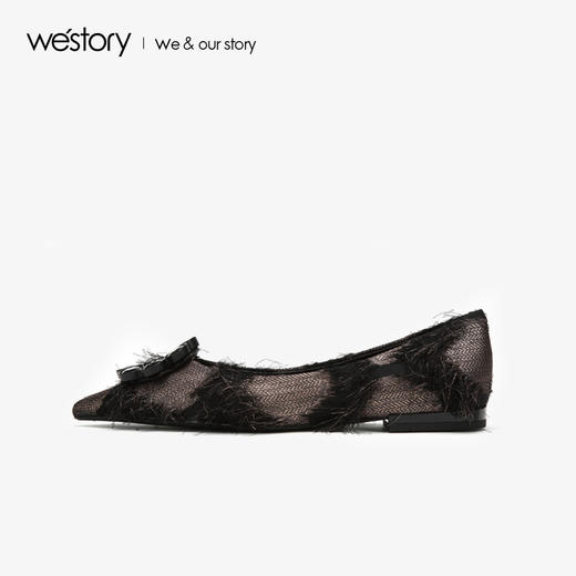 westory浅口单鞋舒适低跟水钻圆扣女鞋W283E70521 商品图2