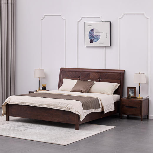 【现代实木风-NJT1302C03床头柜】现代实木/现代简约/卧室/北美黑胡桃/实木床头柜 商品图3