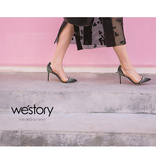 westory春夏亮钻优雅社交单鞋女尖头浅口透明鞋W281E50221 商品图2