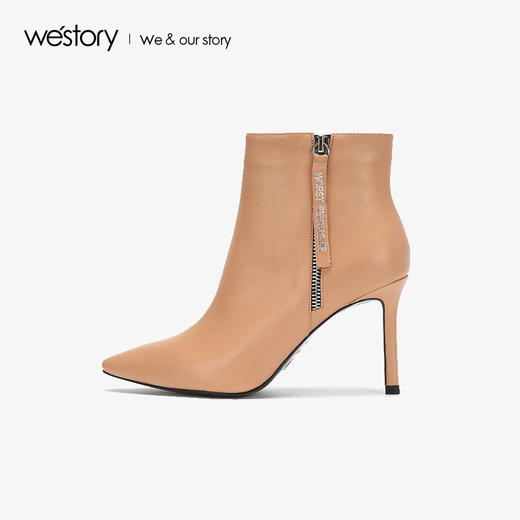westory2018年冬季新款短靴细跟尖头女鞋冬靴子切尔西W284S80061 商品图2