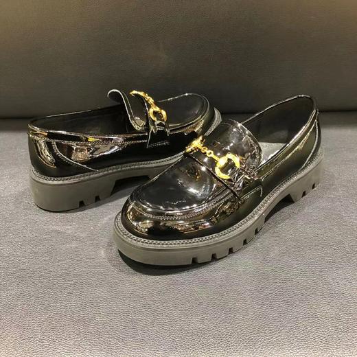 lfgj jeans BR102春季新品英伦系带头层牛漆皮深口单鞋 商品图5