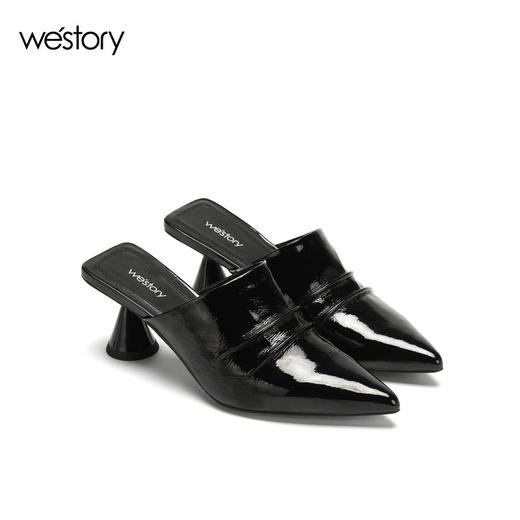 westory春夏新款拖鞋女尖头穆勒鞋潮流中跟鞋子女W281J50781 商品图0