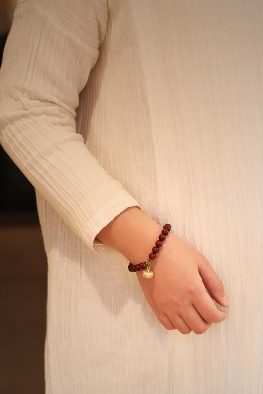 【青山特惠】原创设计-紫檀0.8cm配大漆珠合金南瓜手串 y37 商品图8