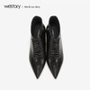westory商场同款秋冬靴子软皮面粗跟尖头短筒靴子女W284S80561 商品缩略图2