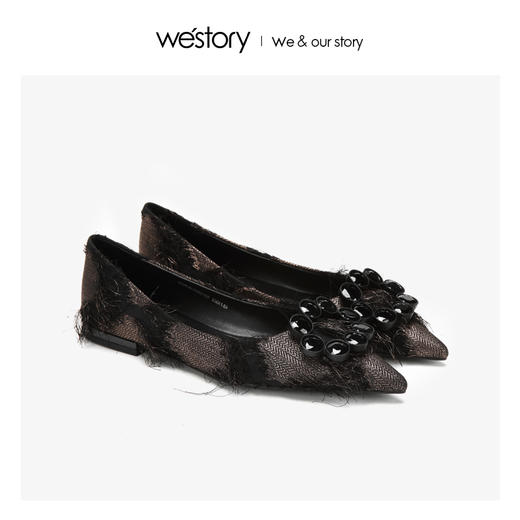westory浅口单鞋舒适低跟水钻圆扣女鞋W283E70521 商品图0