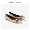 westory2019新款性感豹纹尖头平底单鞋女蝴蝶结休闲风W29AE50081 商品缩略图0