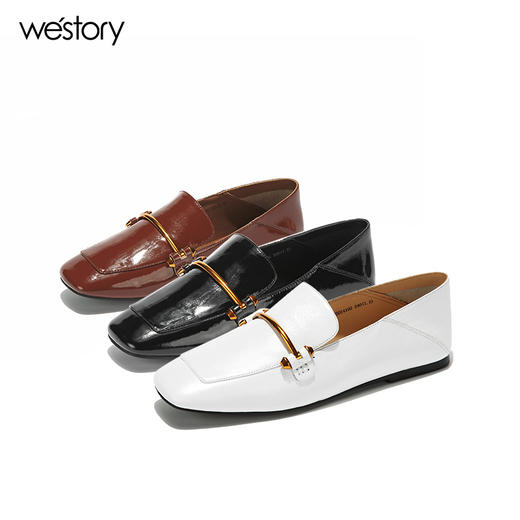 westory英伦皮鞋韩版女鞋复古乐福鞋舒适小白鞋W281M50141 商品图4