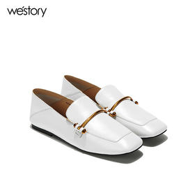 westory英伦皮鞋韩版女鞋复古乐福鞋舒适小白鞋W281M50141