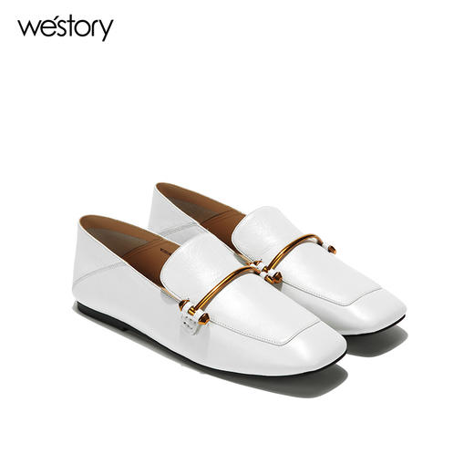 westory英伦皮鞋韩版女鞋复古乐福鞋舒适小白鞋W281M50141 商品图0