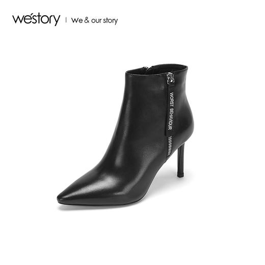 westory2018年冬季新款短靴细跟尖头女鞋冬靴子切尔西W284S80061 商品图1